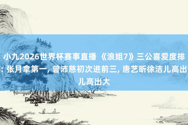 小九2026世界杯赛事直播 《浪姐7》三公喜爱度排名: 张月拿第一, 曾沛慈初次进前三, 唐艺昕徐洁儿高出大