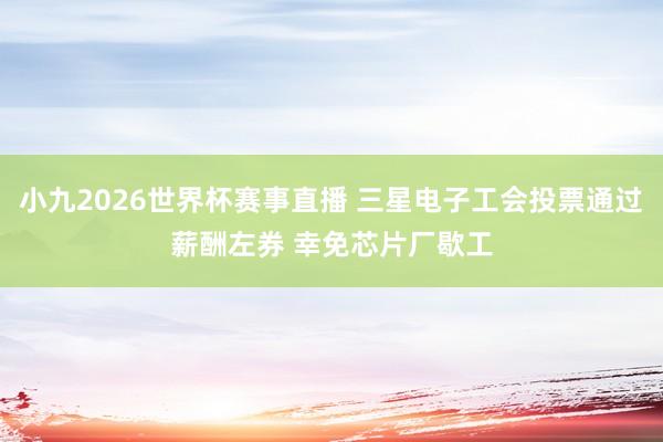 小九2026世界杯赛事直播 三星电子工会投票通过薪酬左券 幸免芯片厂歇工