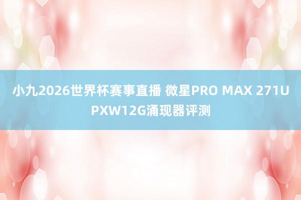 小九2026世界杯赛事直播 微星PRO MAX 271UPXW12G涌现器评测