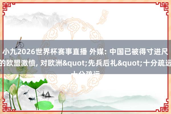 小九2026世界杯赛事直播 外媒: 中国已被得寸进尺的欧盟激愤, 对欧洲"先兵后礼"十分疏远