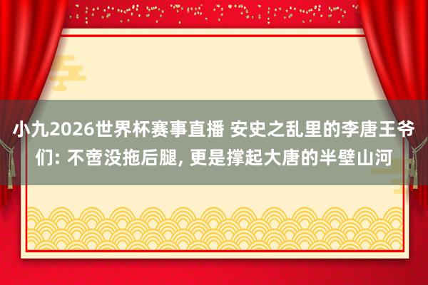 小九2026世界杯赛事直播 安史之乱里的李唐王爷们: 不啻没拖后腿, 更是撑起大唐的半壁山河