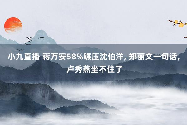 小九直播 蒋万安58%碾压沈伯洋, 郑丽文一句话, 卢秀燕坐不住了