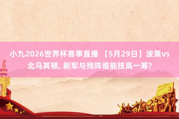 小九2026世界杯赛事直播 【5月29日】波黑vs北马其顿, 新军与残阵谁能技高一筹?
