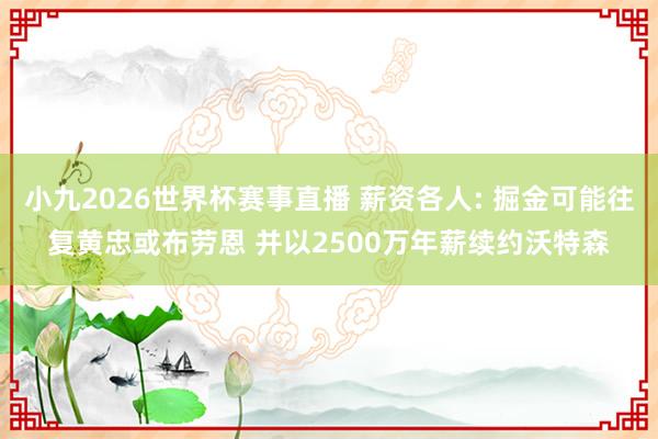 小九2026世界杯赛事直播 薪资各人: 掘金可能往复黄忠或布劳恩 并以2500万年薪续约沃特森