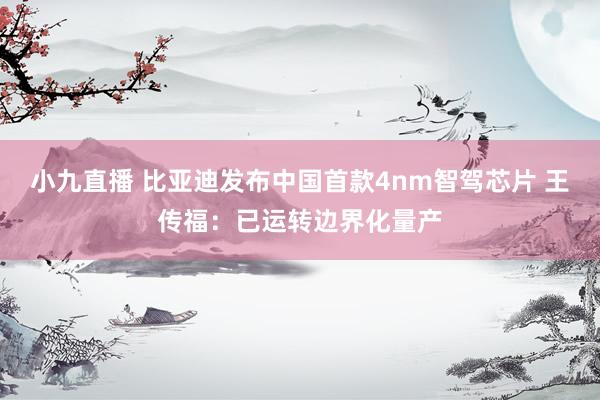 小九直播 比亚迪发布中国首款4nm智驾芯片 王传福：已运转边界化量产