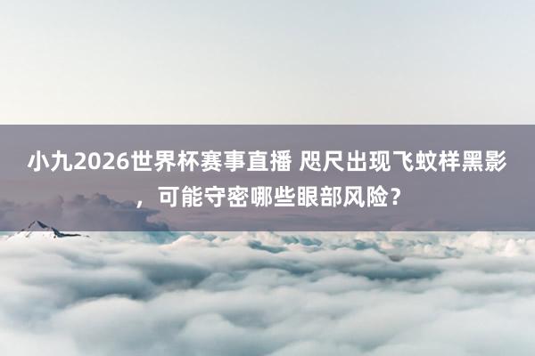 小九2026世界杯赛事直播 咫尺出现飞蚊样黑影，可能守密哪些眼部风险？