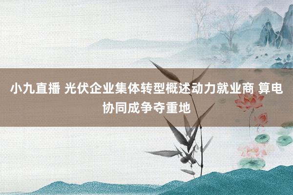 小九直播 光伏企业集体转型概述动力就业商 算电协同成争夺重地