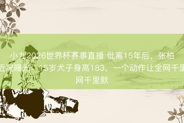 小九2026世界杯赛事直播 仳离15年后，张柏芝近况曝光：15岁犬子身高183，一个动作让全网千里默