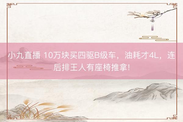 小九直播 10万块买四驱B级车，油耗才4L，连后排王人有座椅推拿!