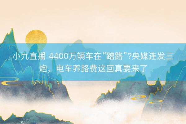 小九直播 4400万辆车在“蹭路”?央媒连发三炮，<a href=