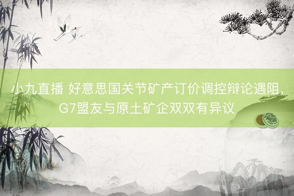 小九直播 好意思国关节矿产订价调控辩论遇阻，G7盟友与原土矿企双双有异议
