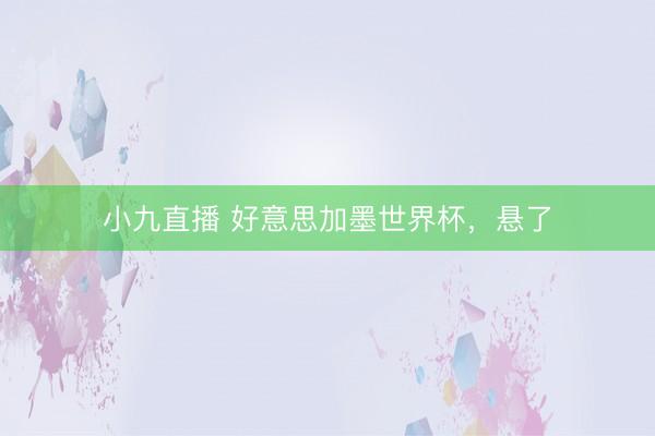 小九直播 好意思加墨世界杯,悬了