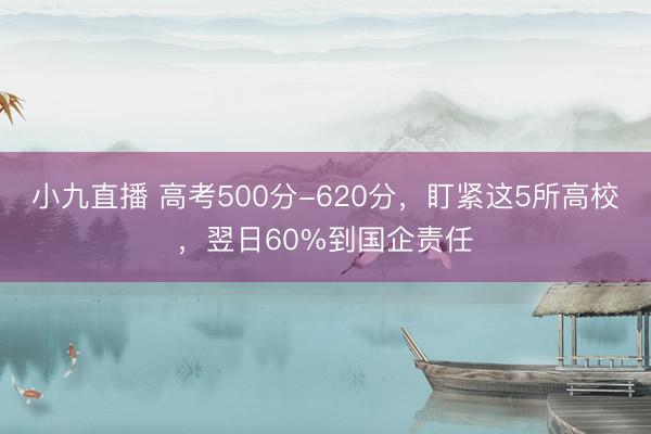 小九直播 高考500分-620分,盯紧这5所高校,翌日60%到国企责任
