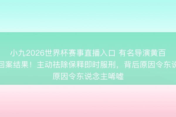 小九2026世界杯赛事直播入口 有名导演黄百鸣内幕来回案结果！主动祛除保释即时服刑，背后原因令东说念主唏嘘